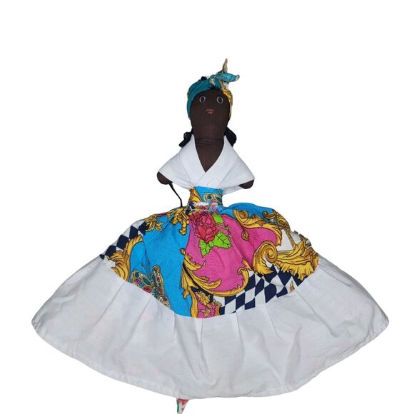 Handmade African American Cloth Dolls In Colorful Dresses one doll flip skirt - Picture 3 of 3